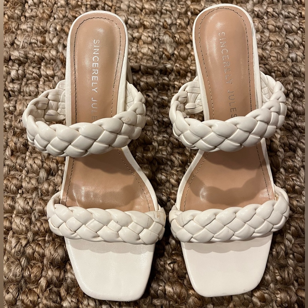 Sincerely Jules Braided Leather block heel sandals